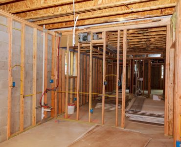 The frame building or a house with basic electrical wiring